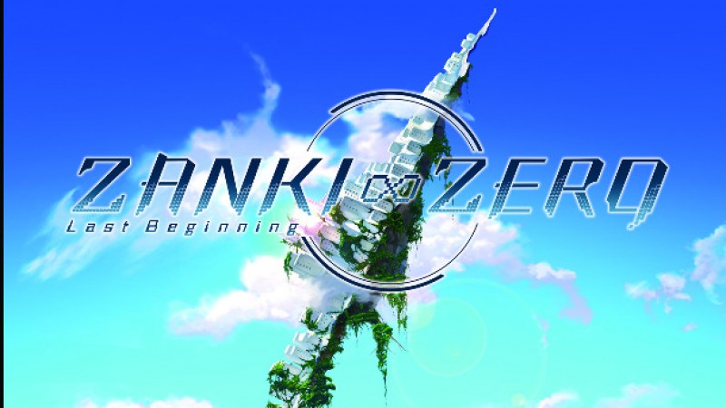 Fondo azul simulando un cielo en donde aparecen las letras de Zanki Zero