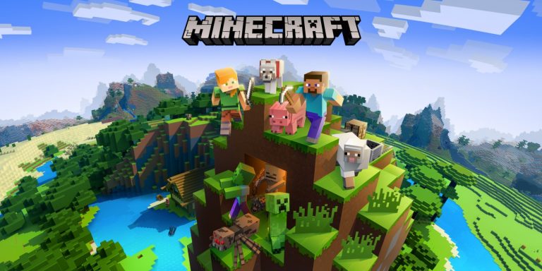 Portada oficial de Minecraft con todos los personajes