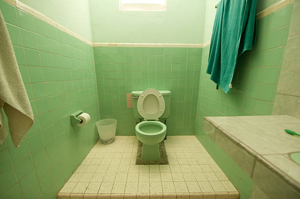 Baño en color verde estilo retro