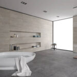 Porcelanato para baño en color gris