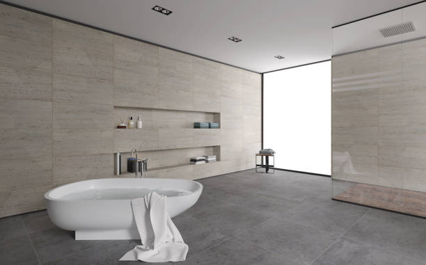 Porcelanato para baño en color gris